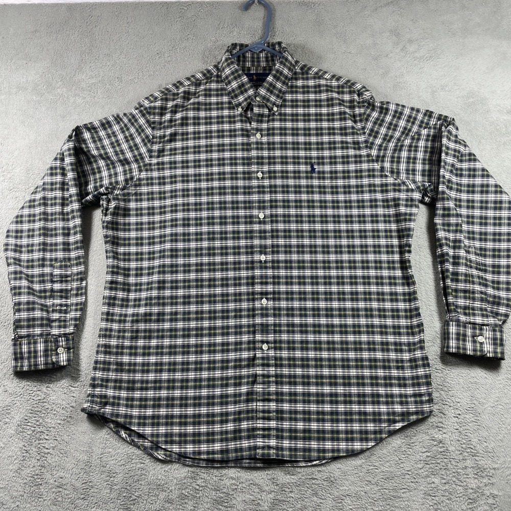 Ralph Lauren Shirt Men XL Plaid Stretch Oxford Button Down LS Preppy Pony Logo